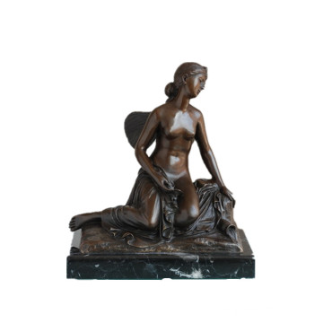 Female Carving Bronze Sculpture Butterfly Lady Indoor Decor Brass Statue TPE-972